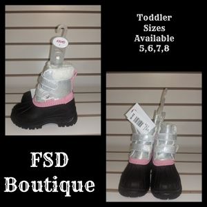 Josmo Toddler Silver & Pink Snow Boots